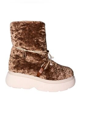 Dee Ocleppo Dana Teddy Shearling Snow Boots Taupe Platform EU 38 US 7 NIB
